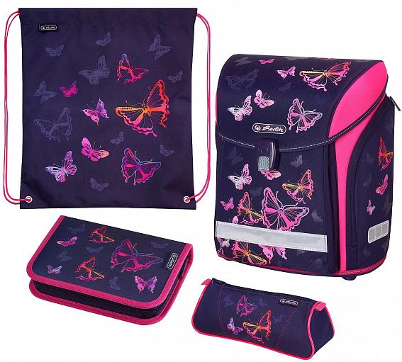 Ранец Herlitz 50020416 New Midi Plus Rainbow Butterfly с наполнением