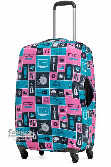 Чехол для чемодана средний Eberhart EBH396-M Teal, Pink and Dark Squares