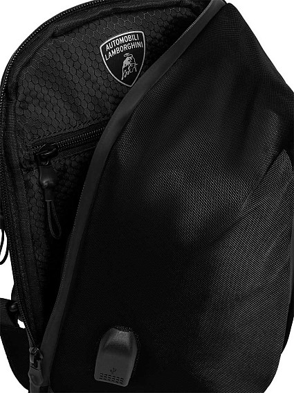 Рюкзак на одно плечо Automobili Lamborghini LBBO00106T Black Galleria