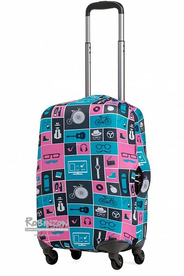 Чехол для чемодана малый Eberhart EBH396-S Teal, Pink and Dark Squares