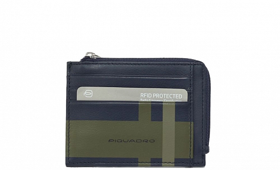 Футляр для кредитных карт Piquadro PP4822TAGR/CHECKBLU Black Square RFID
